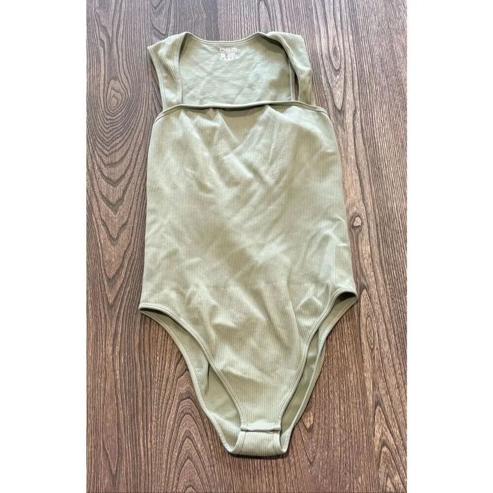 OQQ Strappy Square Neck Sleeveless Tummy Control Tank Tops Bodysuits Green XXL